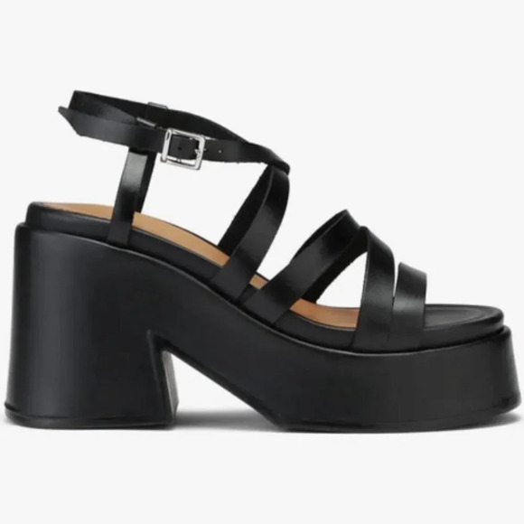 Ganni Women's Leather Platform Wedge Sandals   Sz: 11 - Picture 2 of 10